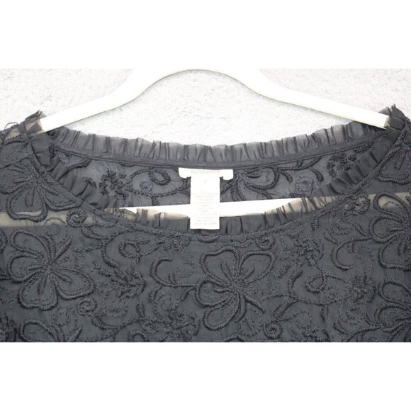 Sundance Embroidered Lace Sheer 3/4 Sleeve Top-Size Large-Silk Blend - Picture 5 of 11